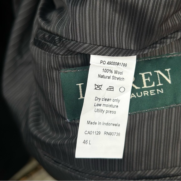 Lauren Ralph Lauren Men's 100% Wool Black Tuxedo Jacket with Satin Lapel 46 L - Picture 9 of 11